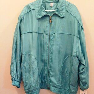 NWT Vintage Women's Fuda International Silk‎ Jacket Jade Size 2X Some Flaws
